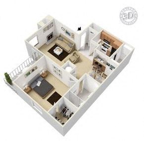 The Forest at Duck Creek 1 bedroom 1 bathroom floor plan